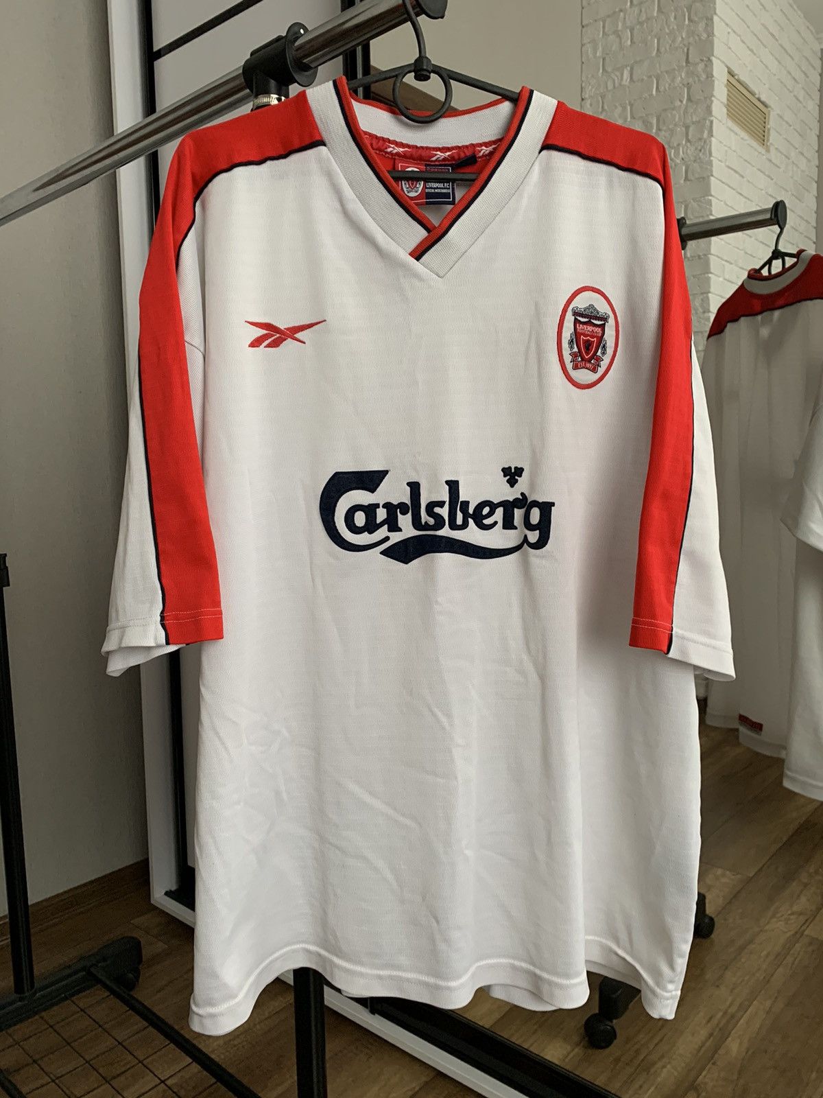 image of 1998/1999 Fc Liverpool Reebok Vintage Soccer Jersey T-Shirt in White, Men's (Size 2XL)