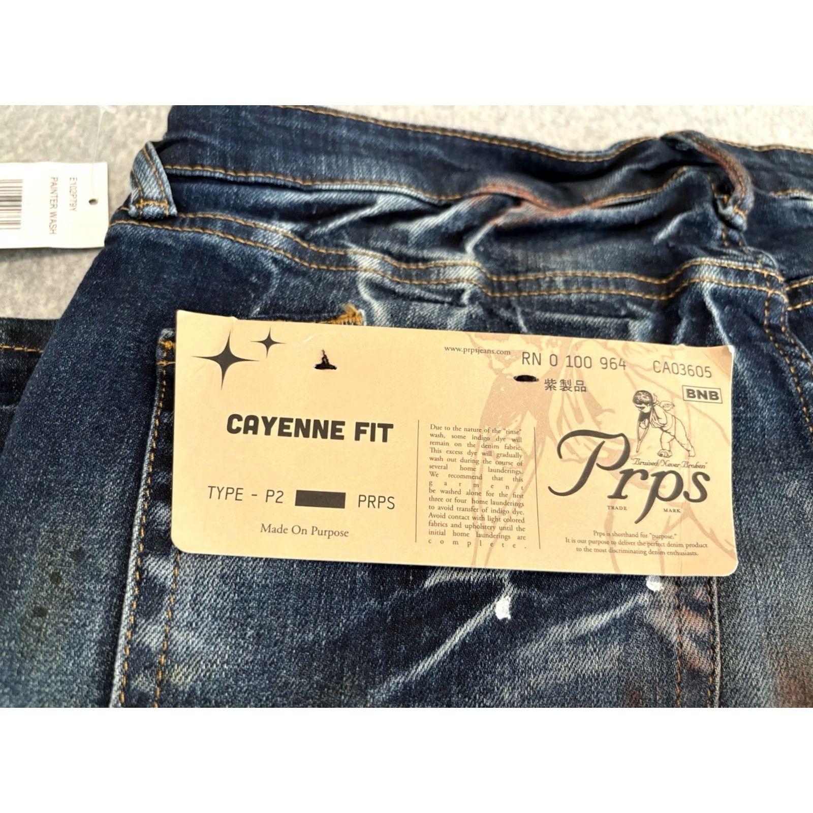 Prps Prps Jeans Men Skinny Distressed Painter Wash 31x33 Slim Fit Cotton Blend Denim Cotton Blend Blue 31x33 Universal Men Size US 31 - 7 Thumbnail