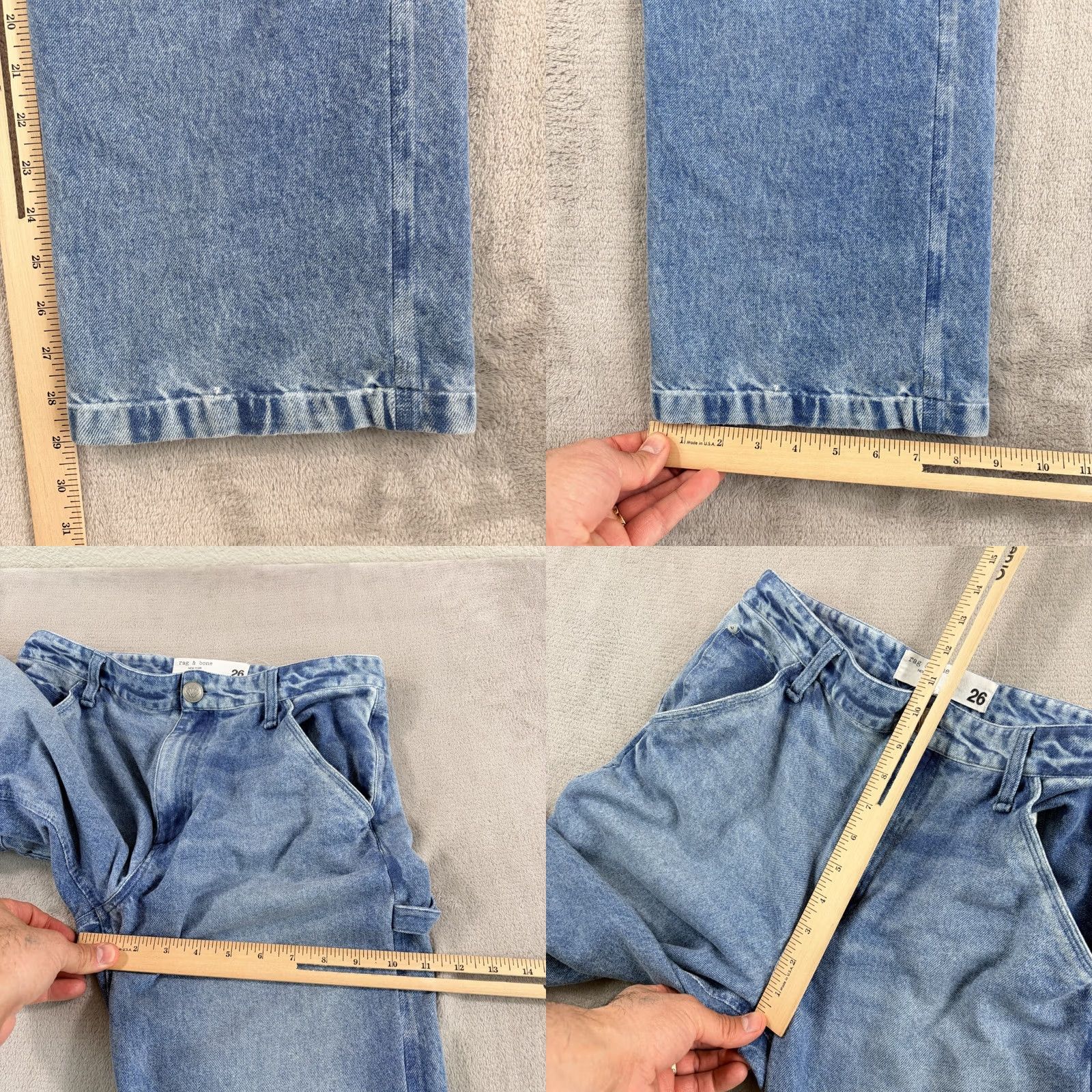 Rag & Bone rag & bone Miramar Sid Printed Carpenter Jeans Blue Wash Women 26 Cotton Terry Carpent er Bohemian 5-Pocket High Rise Jeans Womens Size 26" / US 2 / IT 38 - 8 Thumbnail