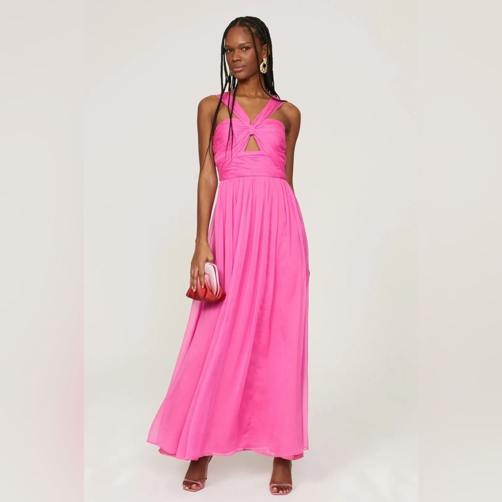 Adam Lippes Adam Lippes Size 14 Hot Pink Knot Front MaxiGown Dress Size XL / US 12-14 / IT 48-50 - 1 Thumbnail