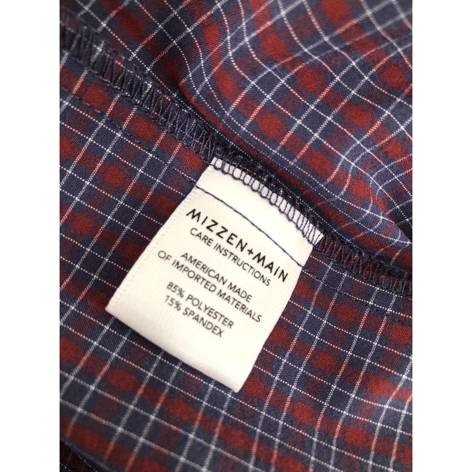 Mizzen+Main MIZZEN+MAIN LEEWARD Mens XL Plaid Shirt - Button-Up, Long Sleeve, Regular, Blue/Red/White - Trim Fit, Excellent Size US XL / EU 56 / 4 - 6 Thumbnail