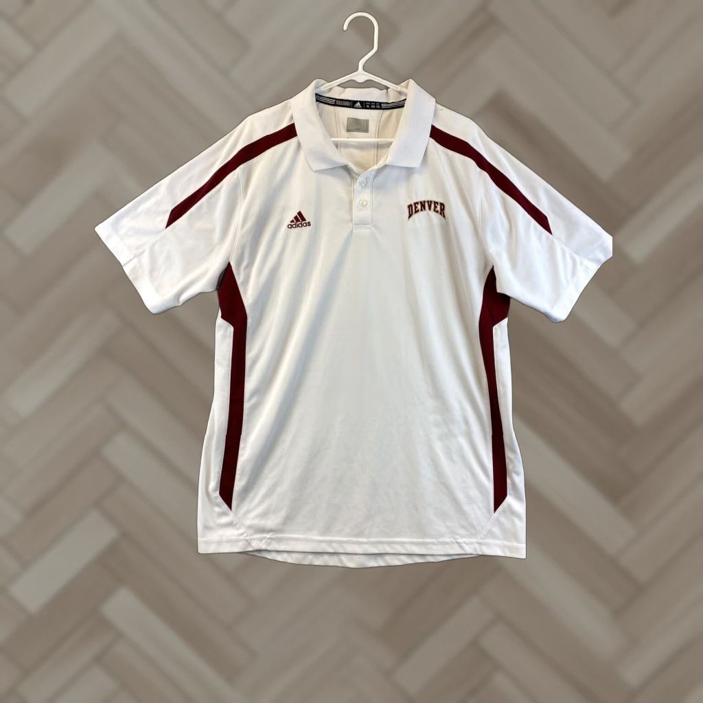 Adidas Adidas Ultimate White Maroon Golf Casual Polo Shirt XL Denver Logo /72-40 Size US XL / EU 56 / 4 - 1 Thumbnail