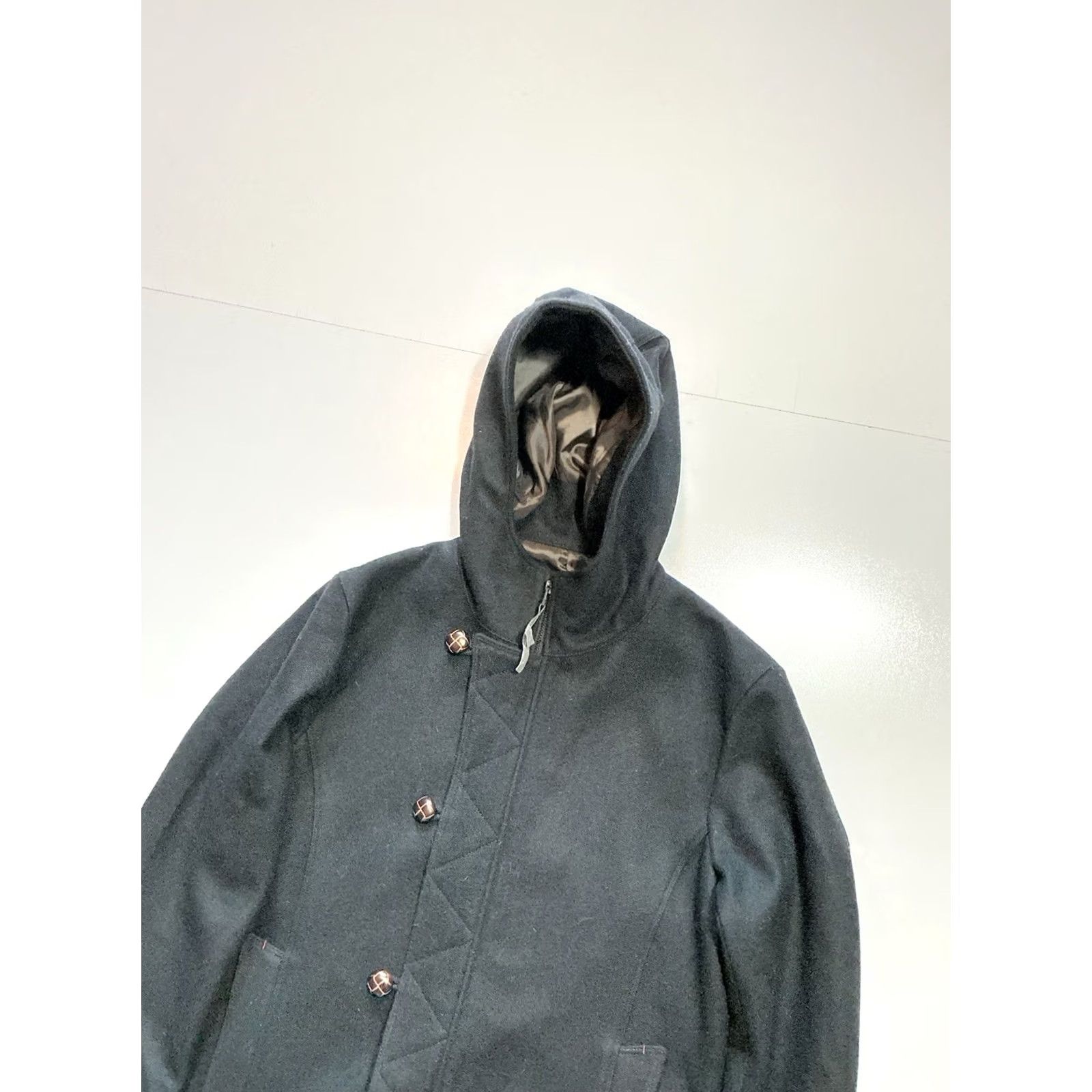Vintage VINTAGE Boycott Japan Black Wool Military Full Zip Button Hooded Duffle Jacket Sz. 3 Mens Hooded Jacket Boys? Size US S / EU 44-46 / 1 - 5 Thumbnail