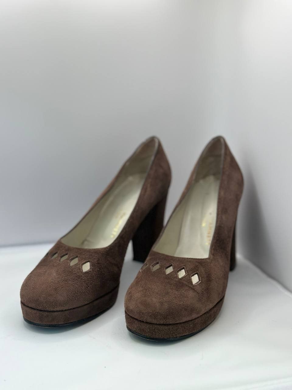 Katharine Hamnett London Brown Suede Block Heels