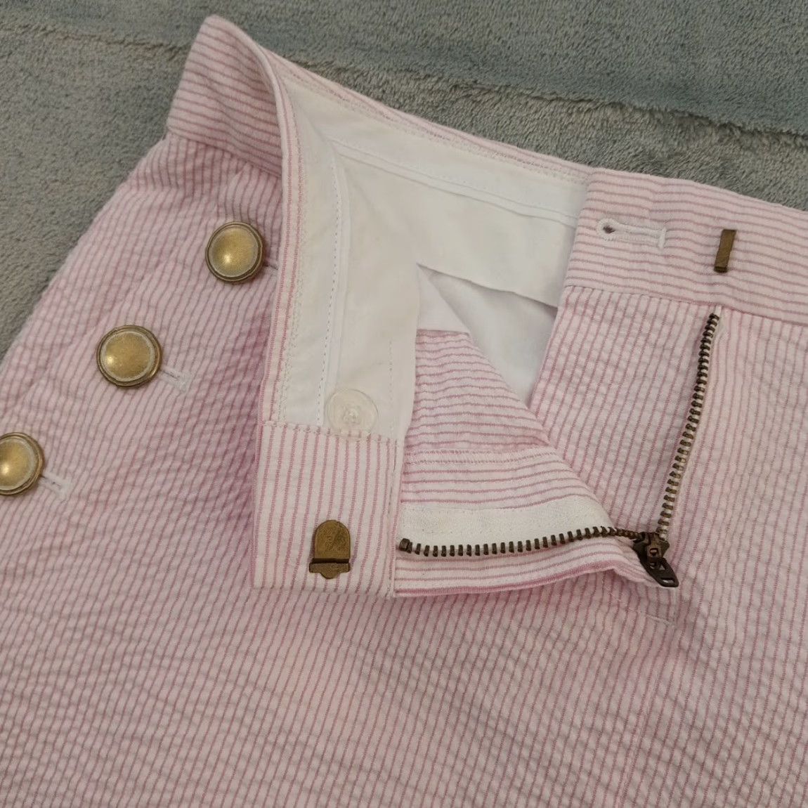J.Crew J.Crew Skirt Short Pencil Pink Striped Seersucker Cotton Size 2 Pockets Womens Size 26" / US 2 / IT 38 - 4 Thumbnail