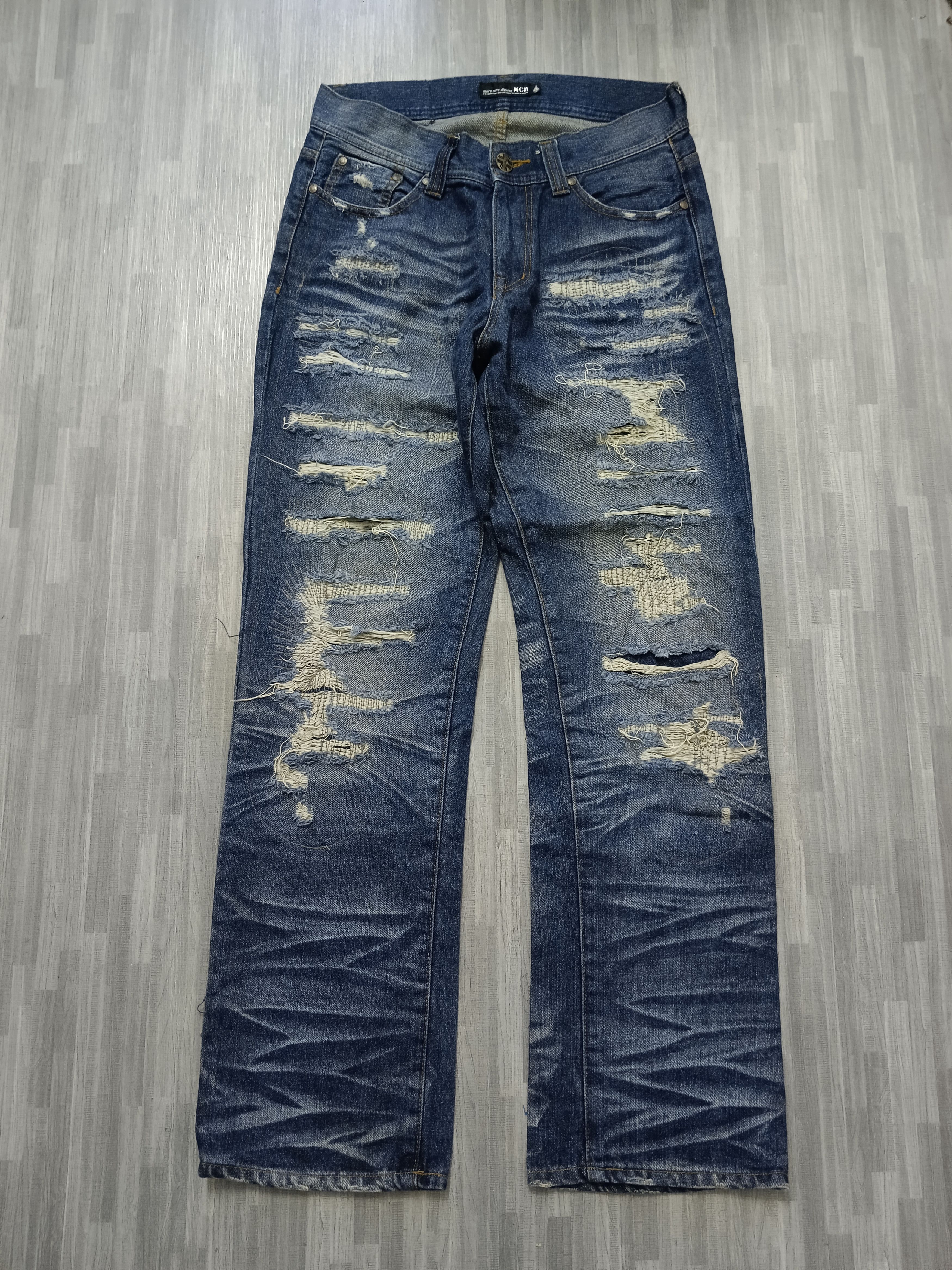 If Six Was Nine × Japanese Brand DiSTRESSED PACTHWORK M.C.D DENIM PANTS Size US 32 / EU 48 - 2 Thumbnail