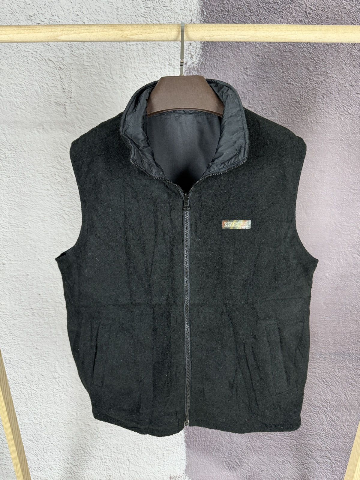 Japanese Brand Clandlake Japana black reversible nylon fleece vest Size US XL / EU 56 / 4 - 1 Thumbnail