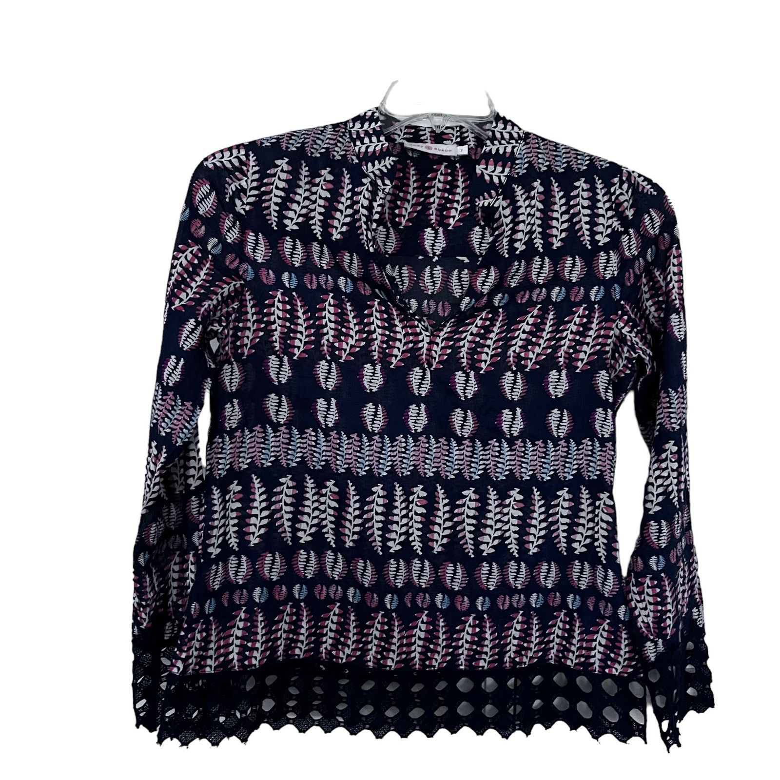 Tory Burch Tory Burch Crochet Trim Print Cotton Tunic size 2 Size XS / US 0-2 / IT 36-38 - 1 Thumbnail