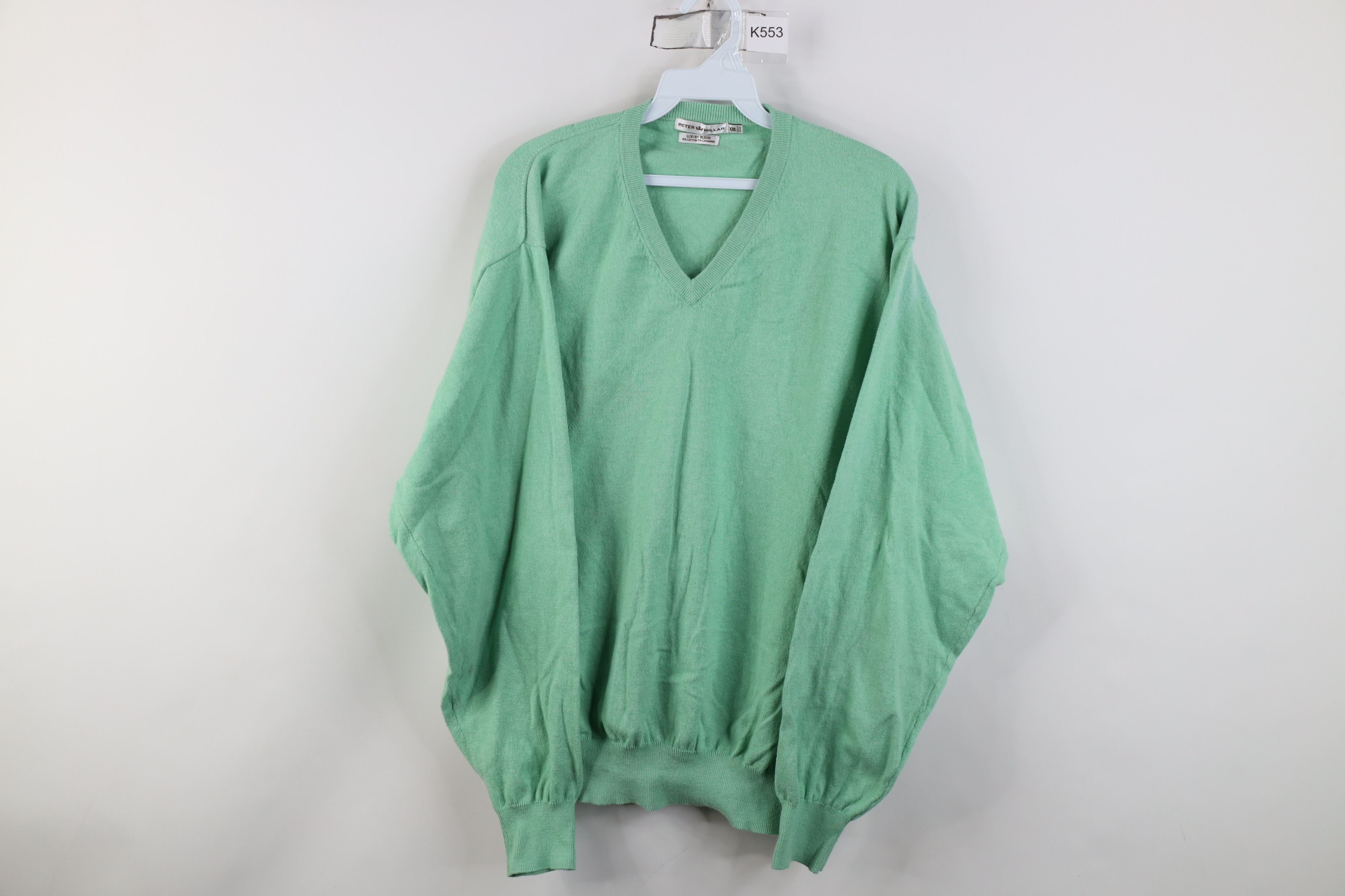 Peter Millar Peter Millar Blank Cotton Cashmere Knit V-Neck Sweater Green Size US XXL / EU 58 / 5 - 1 Thumbnail