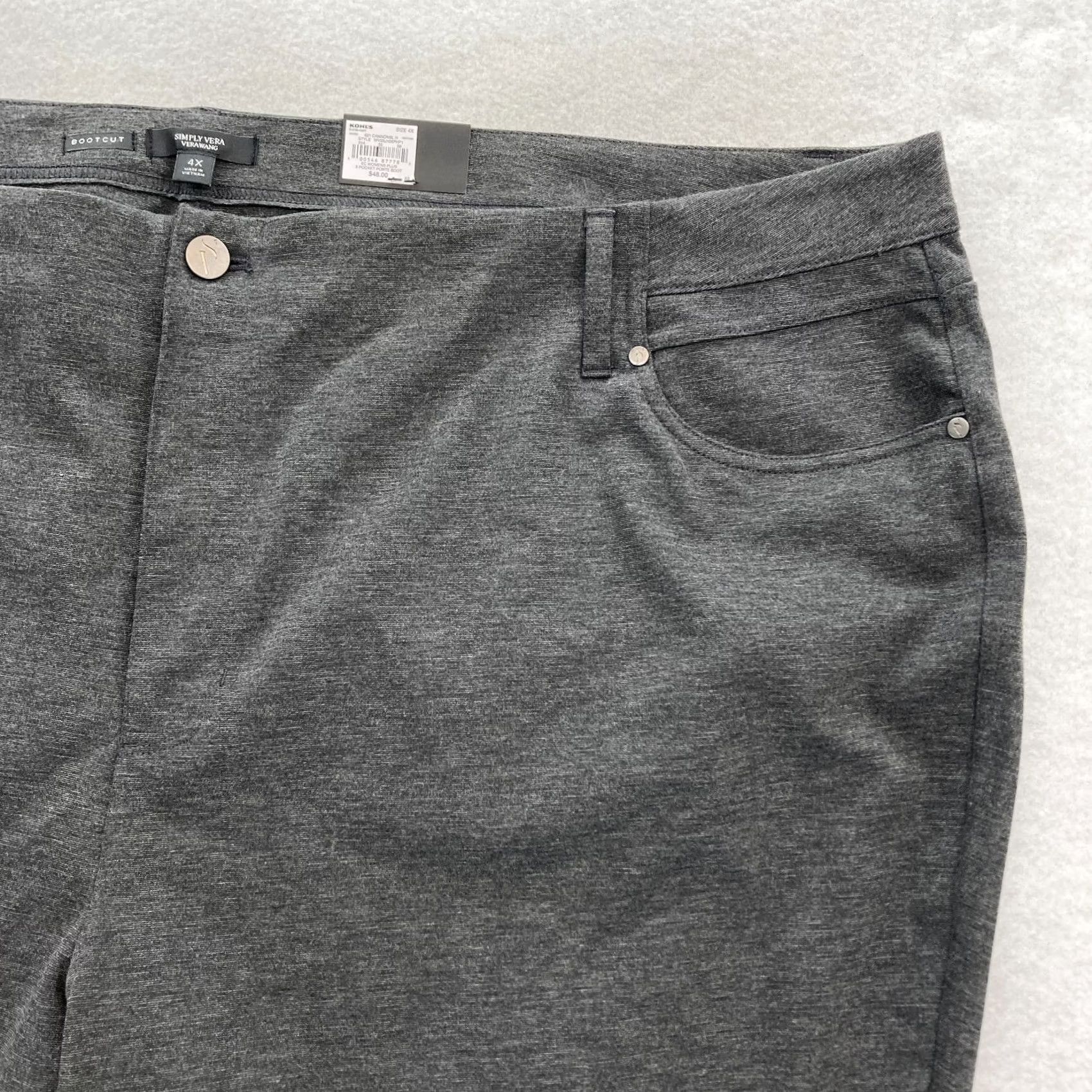 Vintage Simply Vera Vera Wang Bootcut Pants Women's Plus 4X Dark Gray Stretch High Rise Bootcut Pants 4X Womens Gray Stretch High Rise Size 40" / US 18 - 3 Thumbnail
