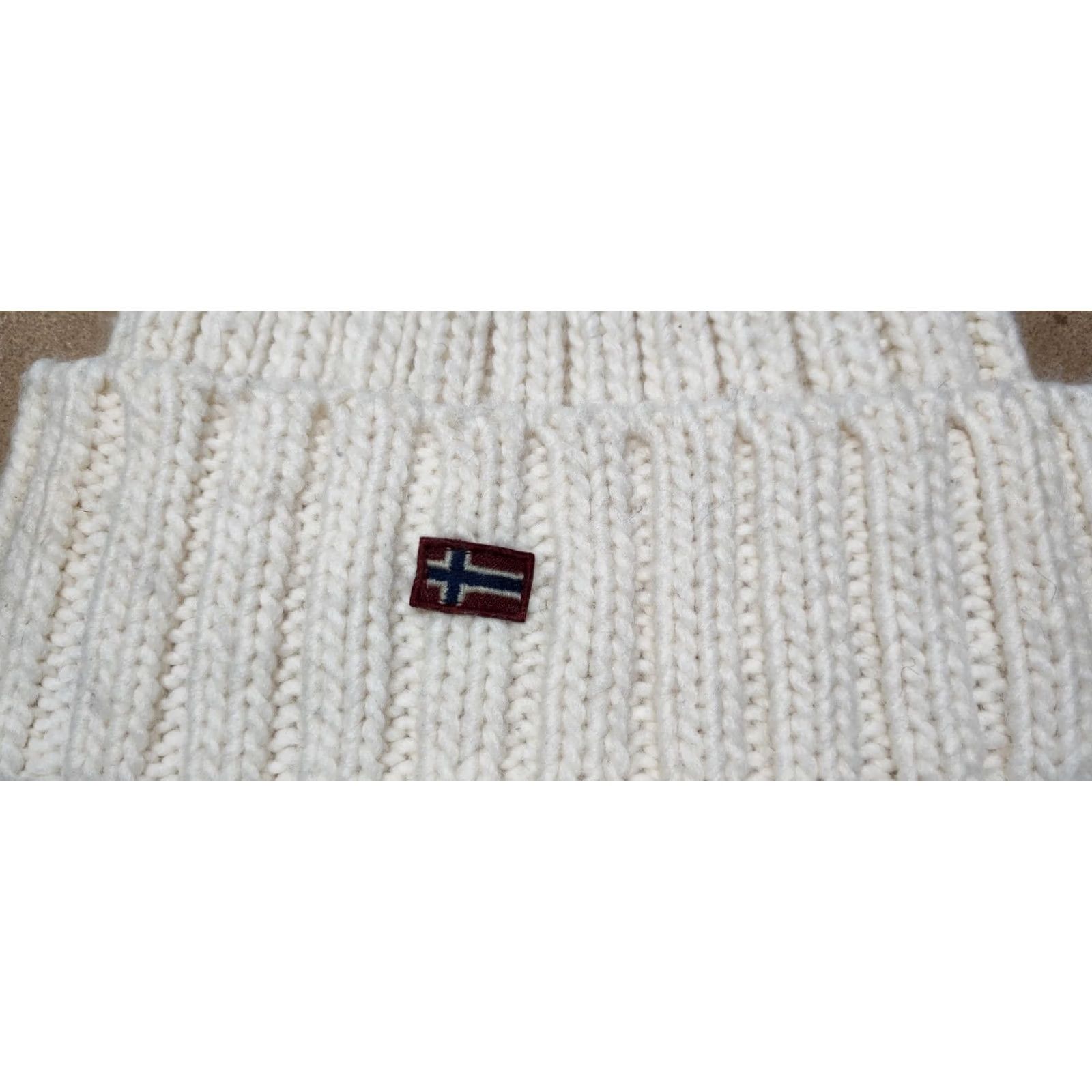 Napapijri Napapijri Beanie One Size White Wool Blend Knitted Pom Pom Norway Size ONE SIZE - 6 Thumbnail