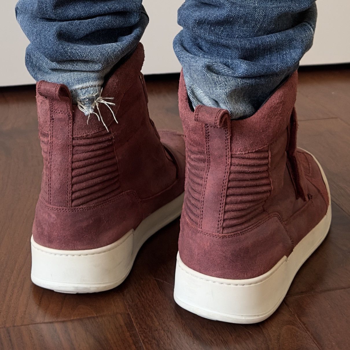 Balmain Balmain 2013 Red Waxed Suede High-Top Sneakers Size US 9 / EU 42 - 4 Thumbnail