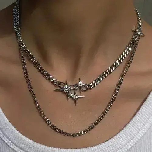 Jewelry Shine Silver Chain Goth God Pendant Necklace Stone Rave, Men's