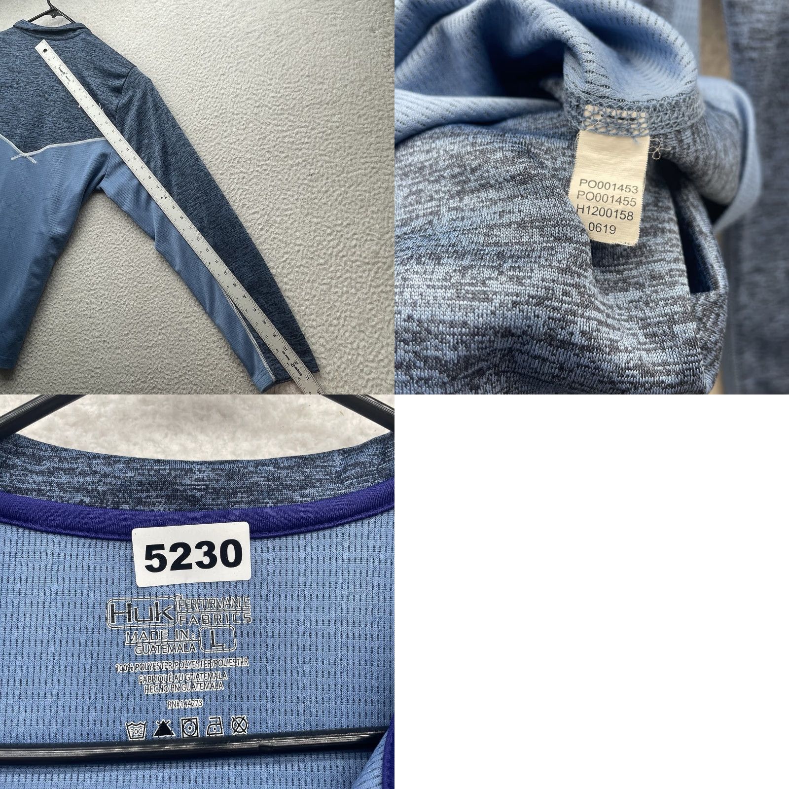 Vintage Huk Airweight Pullover Mens Large 1/4 Zip Blue Heather Tech Performance Fishing Shirt Size US L / EU 52-54 / 3 - 9 Thumbnail