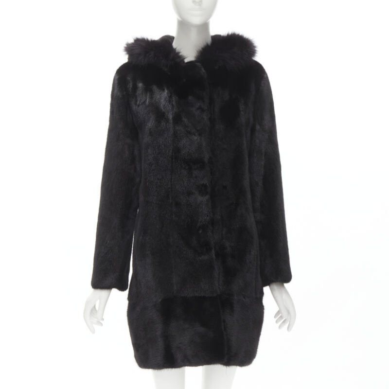 Other ISLA black fur long sleeve snap button hooded jacket IT42 Size M / US 6-8 / IT 42-44 - 1 Thumbnail