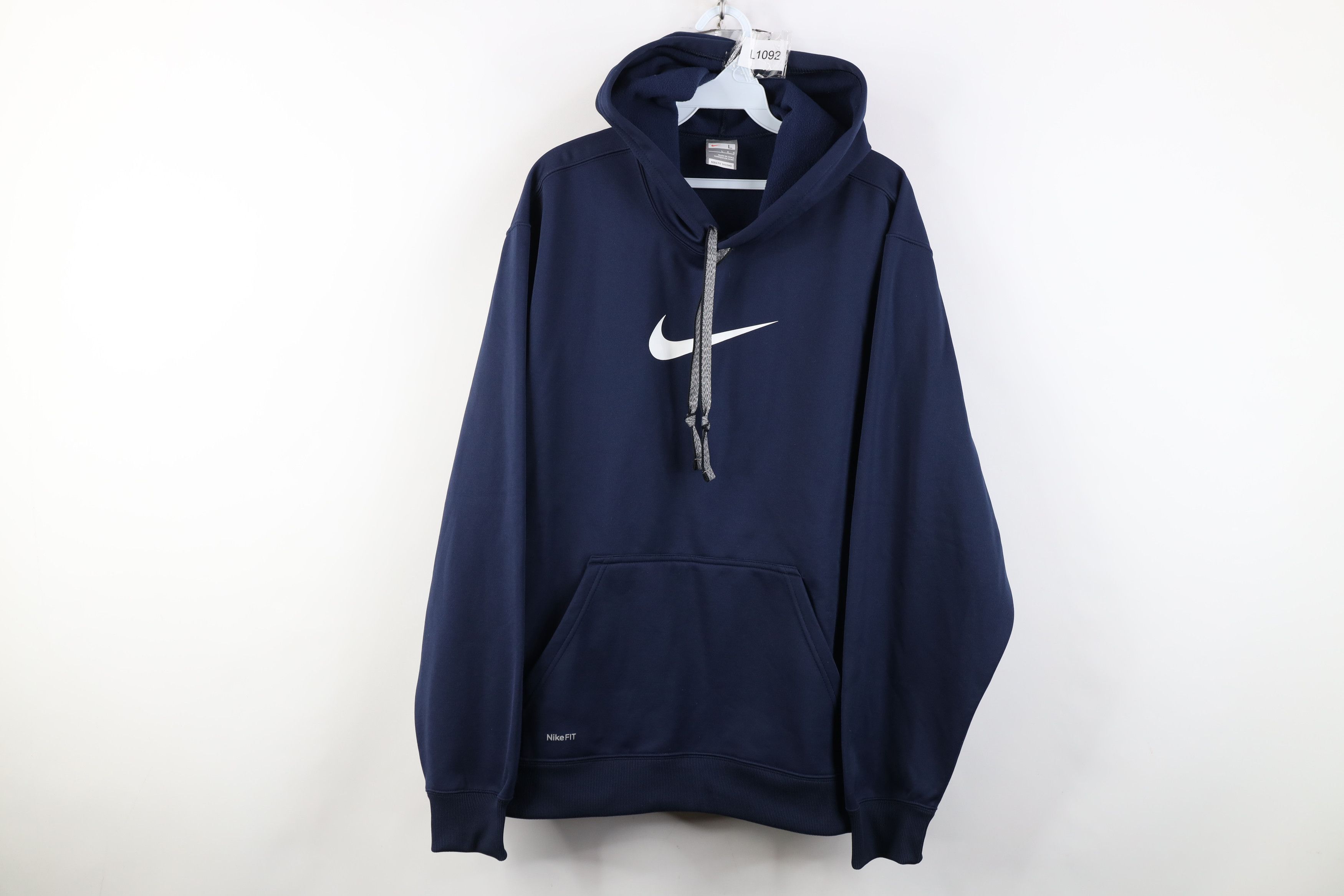 Nike Vintage Y2K Nike Center Big Swoosh Hoodie Sweatshirt Blue Size US L / EU 52-54 / 3 - 1 Thumbnail