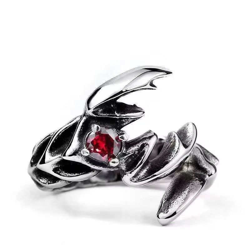 Jewelry × Sterling Silver × Vintage Crystal Red Scorpion Ring Size ONE SIZE - 5 Thumbnail