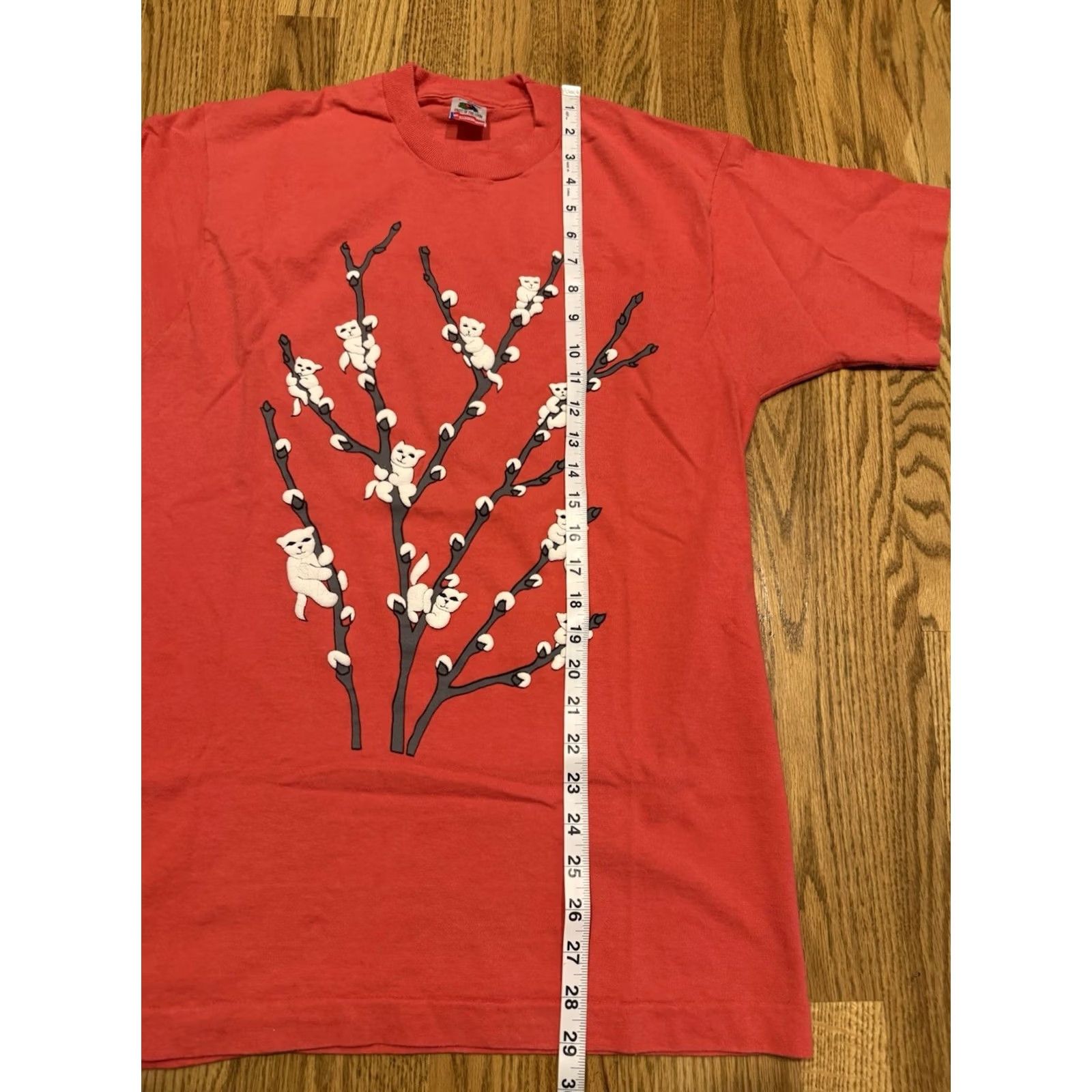 Fruit Of The Loom VINTAGE Cherry Blossom Cat Flowers T Shirt Pink L Kitty Cats 90s Funny Puff Print Fruit of the Loom Womens/Mens? Size L / US 10 / IT 46 - 6 Thumbnail