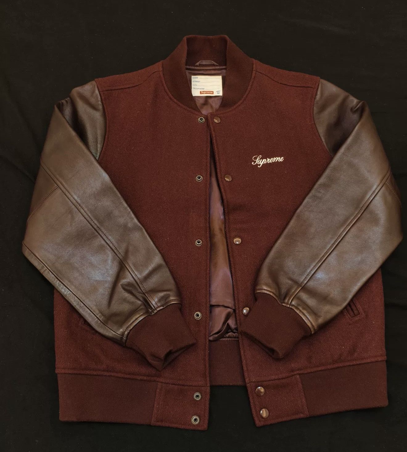 Supreme Supreme team crew leather varsity jacket Size US M / EU 48-50 / 2 - 2 Thumbnail