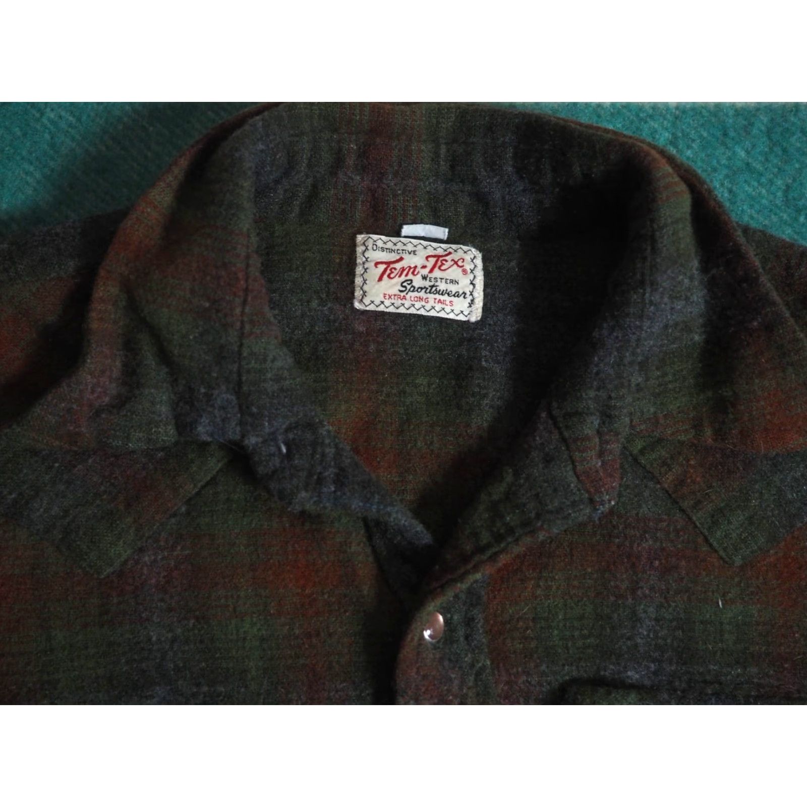 Vintage VTG Tem Tex Green Plaid Wool Western Faded Pearl Snap Shirt Mens XS Size US XS / EU 42 / 0 - 3 Thumbnail