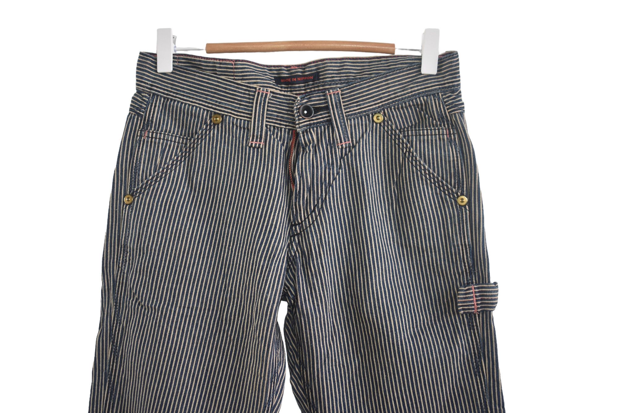 If Six Was Nine × Japanese Brand × Vintage Wide Leg 🔥 Vintage E.T Brand Hickory Stripe Pants W28 Size US 28 / EU 44 - 2 Thumbnail