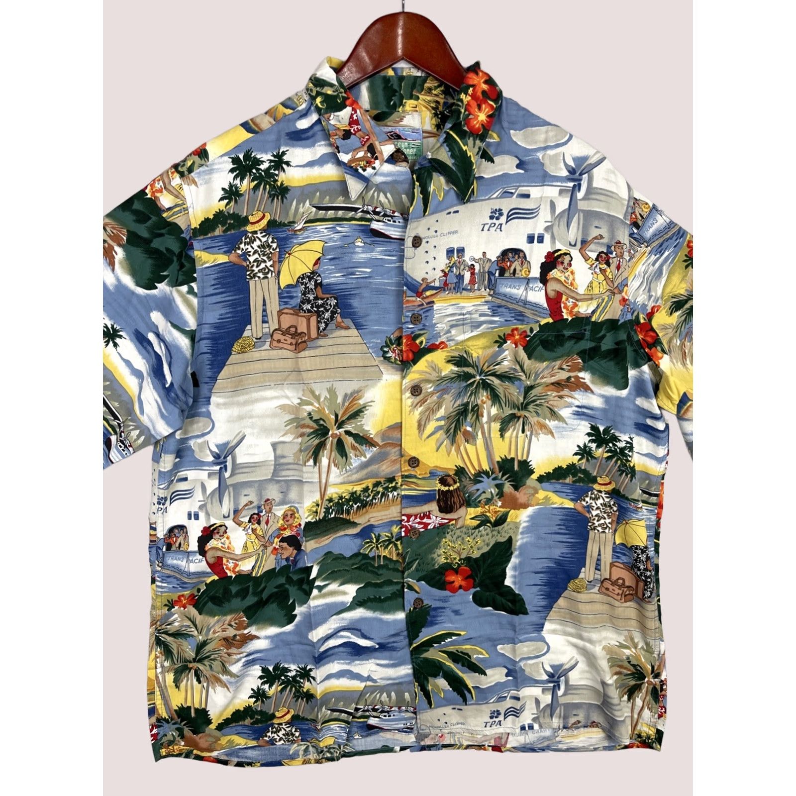 Reyn Spooner VINTAGE Reyn Spooner Shirt Mens Large Blue Hawaiian Aloha TPA Clipper Honolulu Size US L / EU 52-54 / 3 - 1 Thumbnail