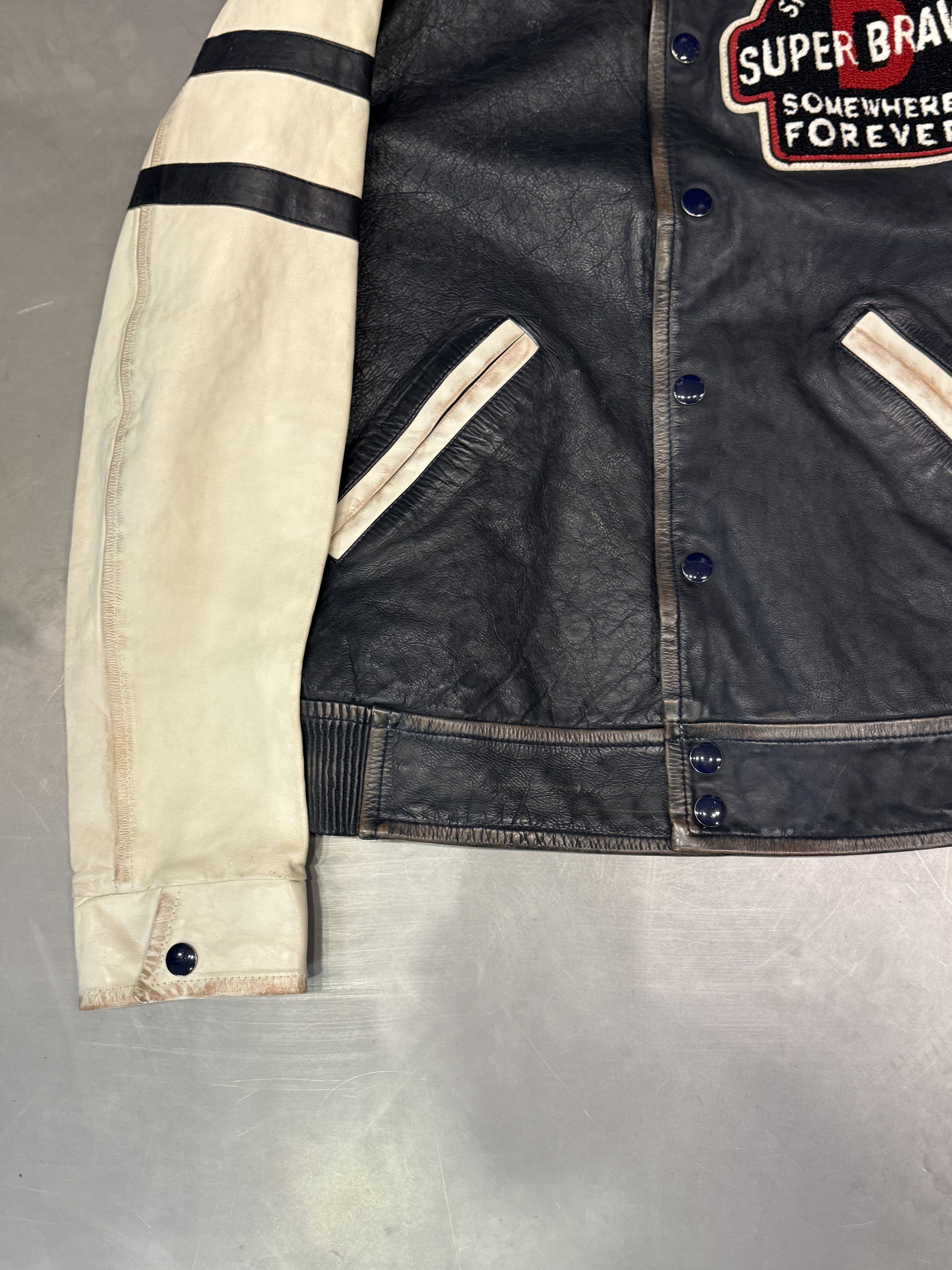 Diesel Diesel navy and white black label leather varsity jacket Size US M / EU 48-50 / 2 - 4 Thumbnail