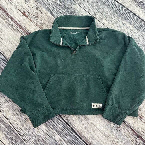 Under Armour Under Armour Cropped Green Pullover 1/4 Zip Sweatshirt Pullo Size L / US 10 / IT 46 - 2 Thumbnail