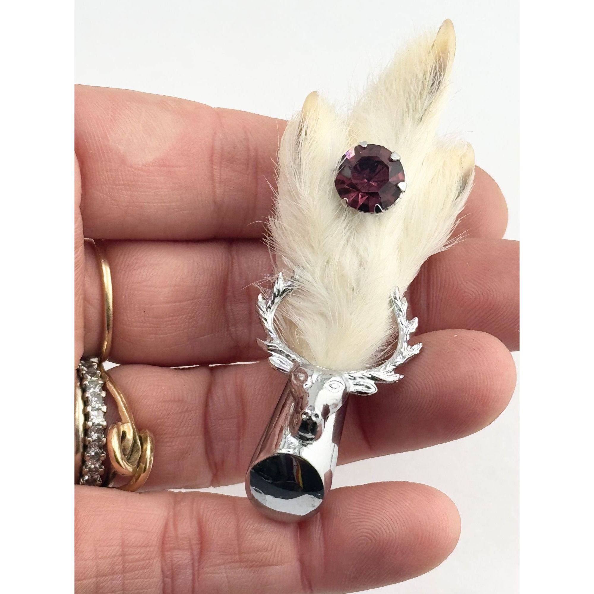 Vintage Estate WB Scottish Order of Elks stag lucky fur foot rhinest Size ONE SIZE - 3 Thumbnail