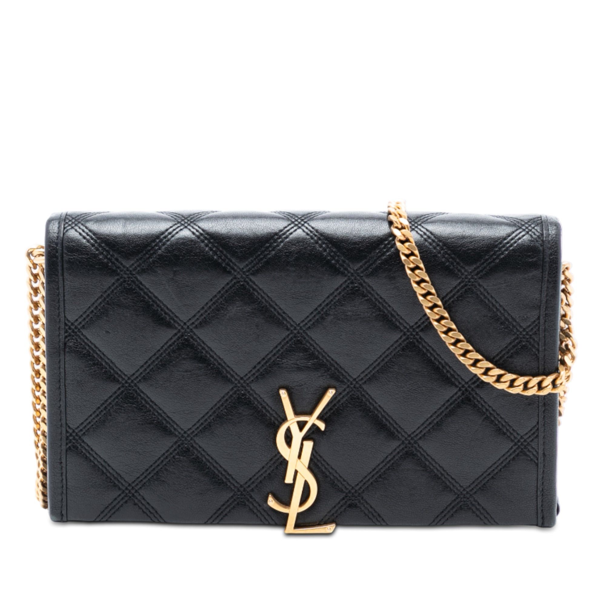 Saint Laurent Paris Quilted Diamond Lambskin Becky Wallet on Chain Size ONE SIZE - 1 Thumbnail