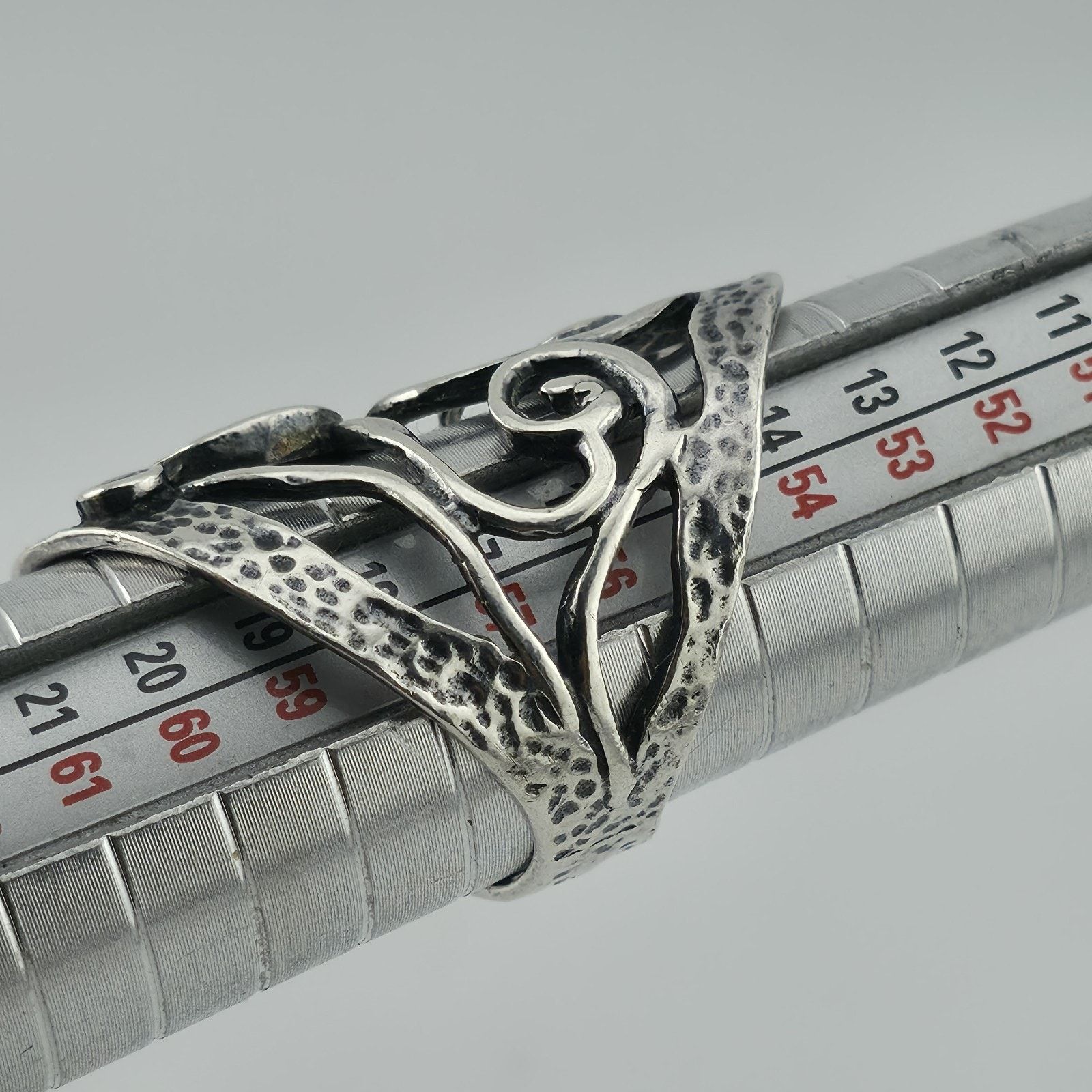 Other Israel Sterling Silver Ring 8 Blue Opal Wide Band Abstract Size ONE SIZE - 10 Thumbnail