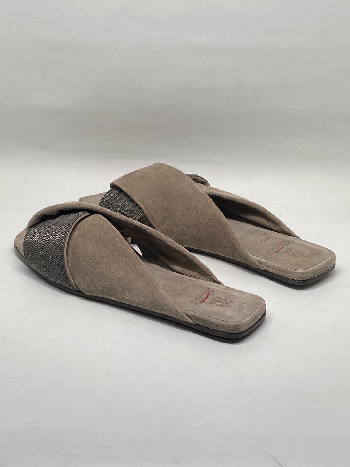 Brunello Cucinelli Brunello Cucinelli Monili-Embroidered Suede Slides size 41 Size US 11 / IT 41 - 6 Thumbnail