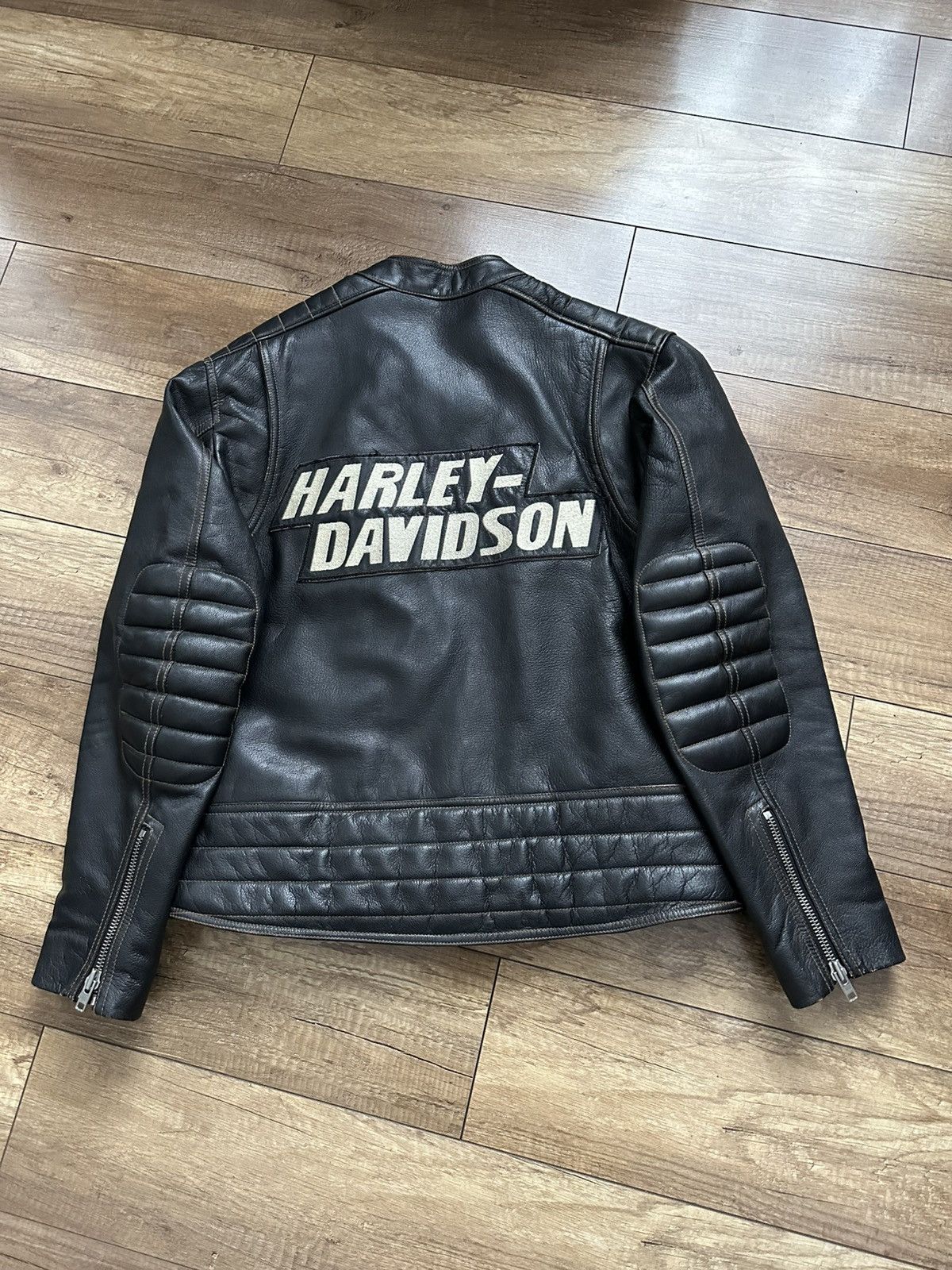 Harley Davidson Vintage Moto Leather Zip Jacket 90s