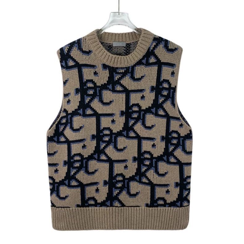Dior Co-branded color-blocked logo jacquad cashmere round-n