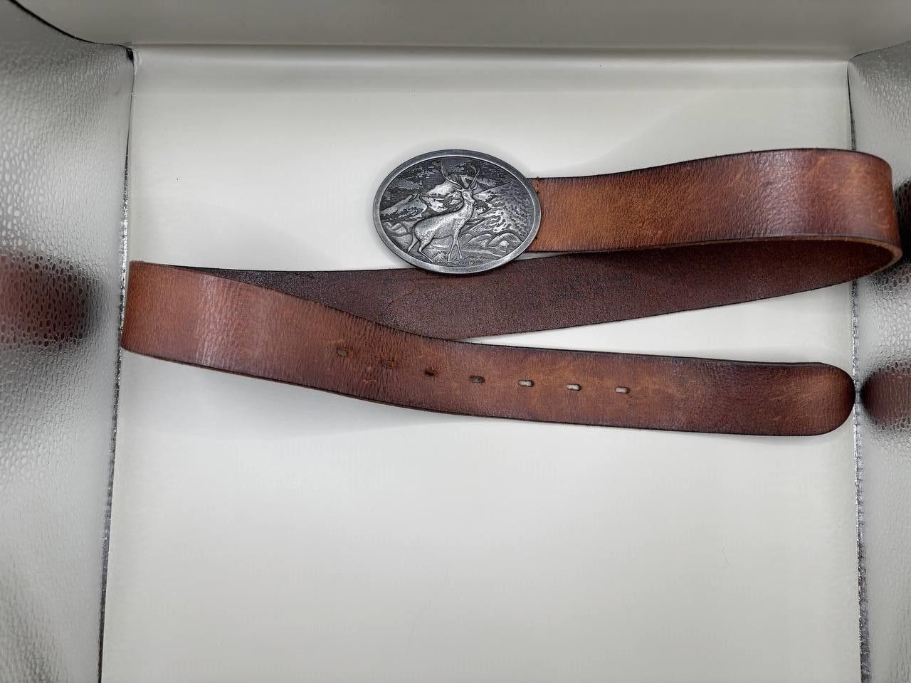 River Island River Island Made in England Vintage Stag Leather Belt Size ONE SIZE - 10 Thumbnail