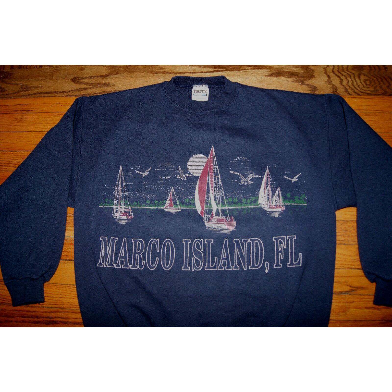 Tultex VTG Marco Island Florida Sailboats 2 Sided L Crew Sweatshirt Size US L / EU 52-54 / 3 - 2 Thumbnail