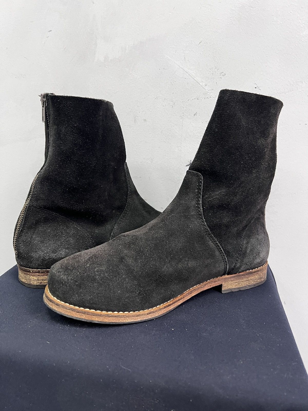 A.S.98 Ankle suede leather boots front zip guidi style gudrun Size US 7.5 / EU 40-41 - 9 Thumbnail