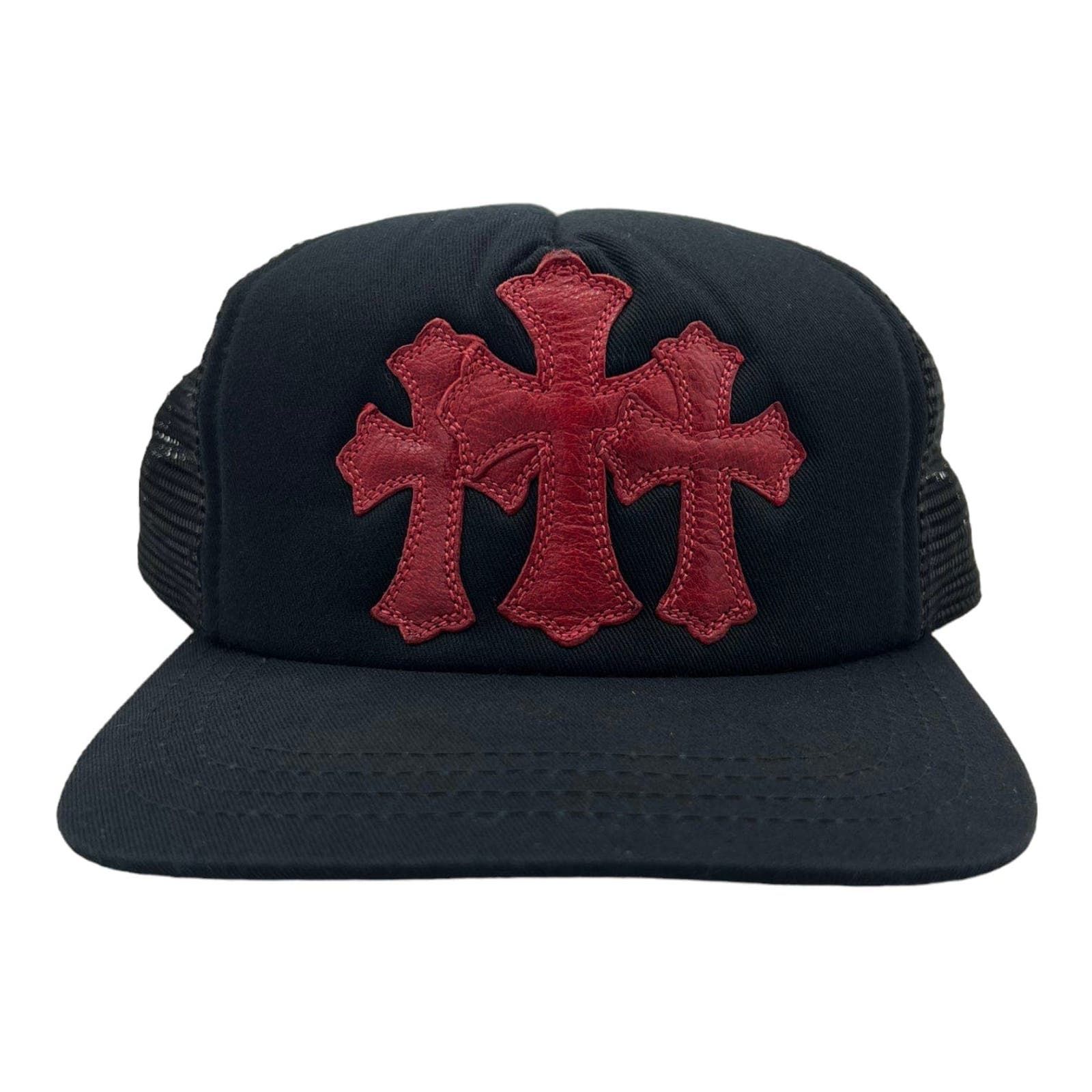Pre-owned Chrome Hearts Cemetery Trucker Hat Black Red  In Multicolor