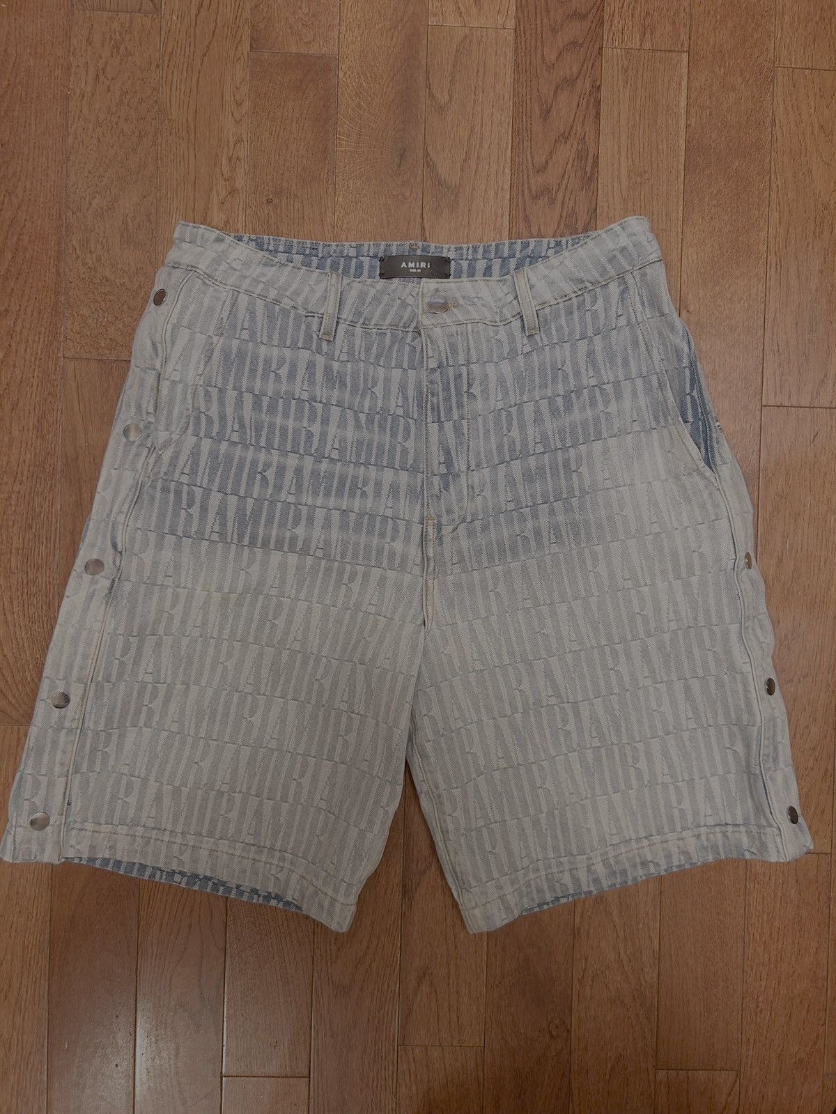 Amiri Amiri Men's Jacquard Denim Shorts - Stone Indigo Size US 32 / EU 48 - 1 Thumbnail