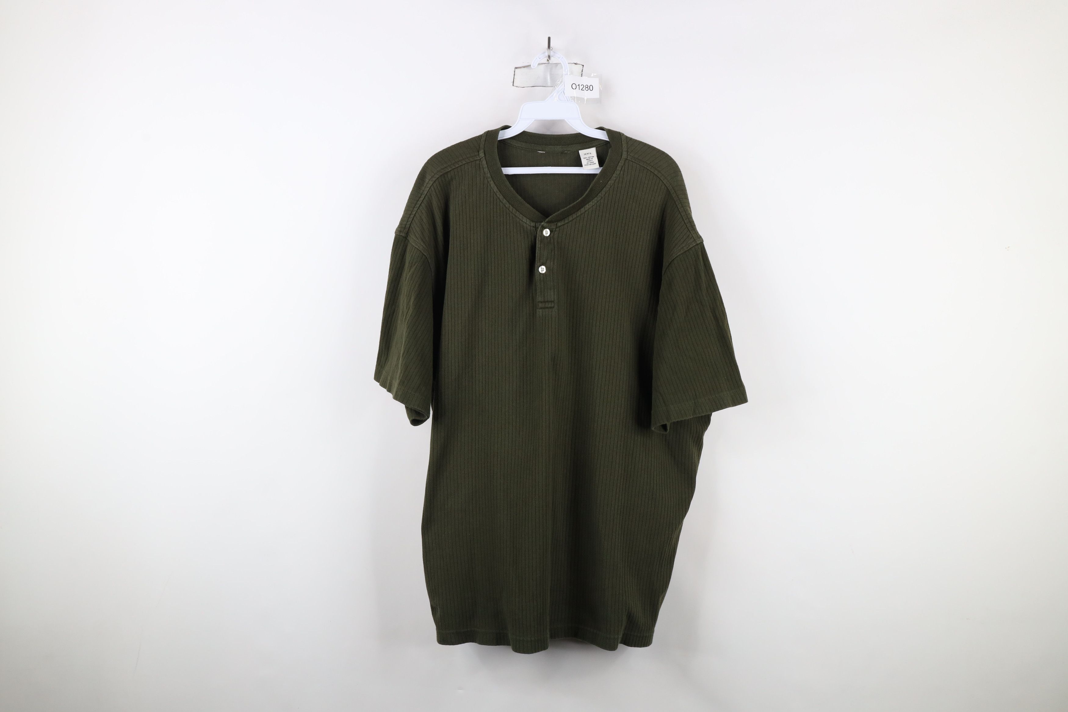 Vintage Vintage 90s Streetwear Ribbed Short Sleeve Henley T-Shirt Size US XXL / EU 58 / 5 - 1 Thumbnail
