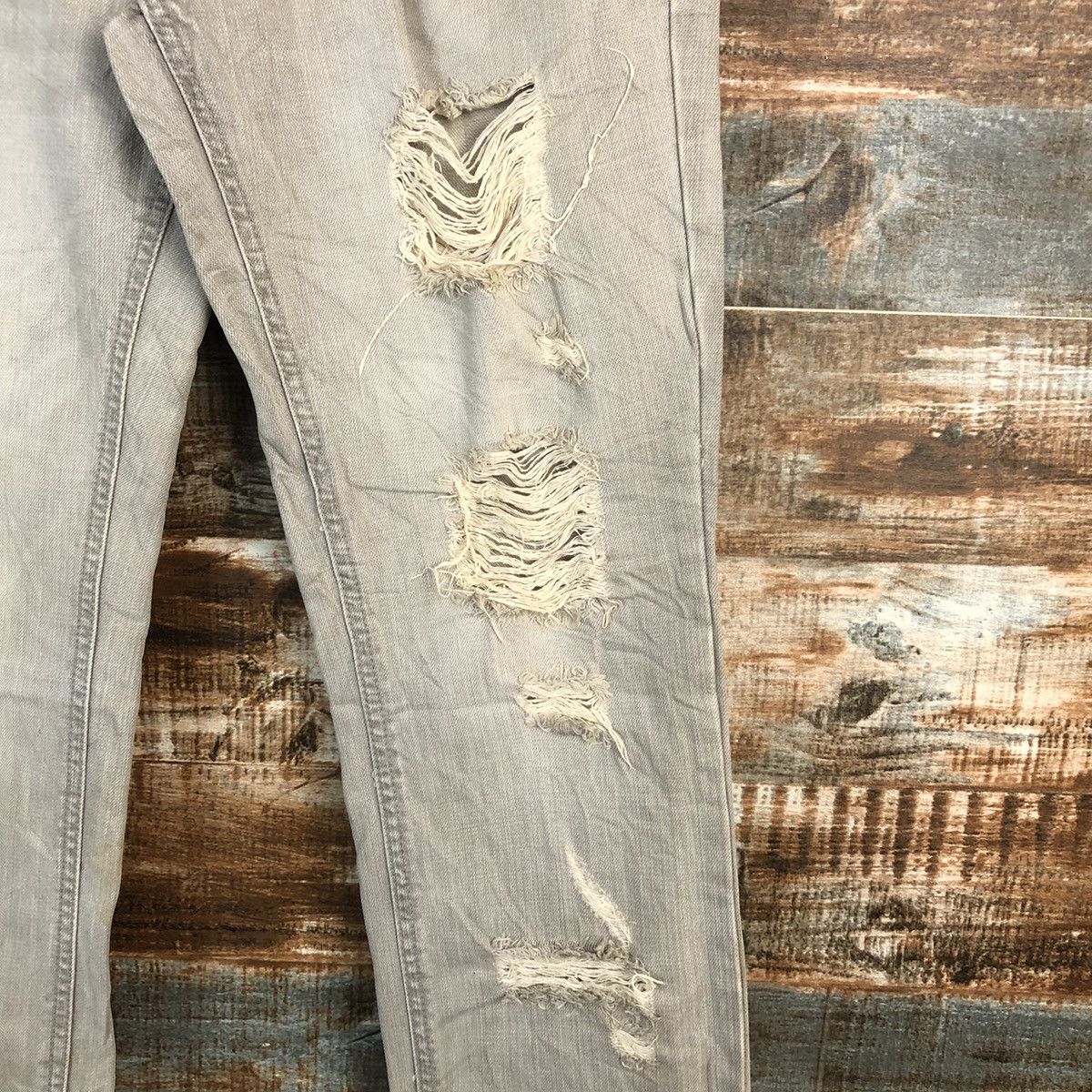 Japanese Brand DL Gennaro Jeans Grey Distressed Denim Pants #C102 Size US 27 - 10 Thumbnail