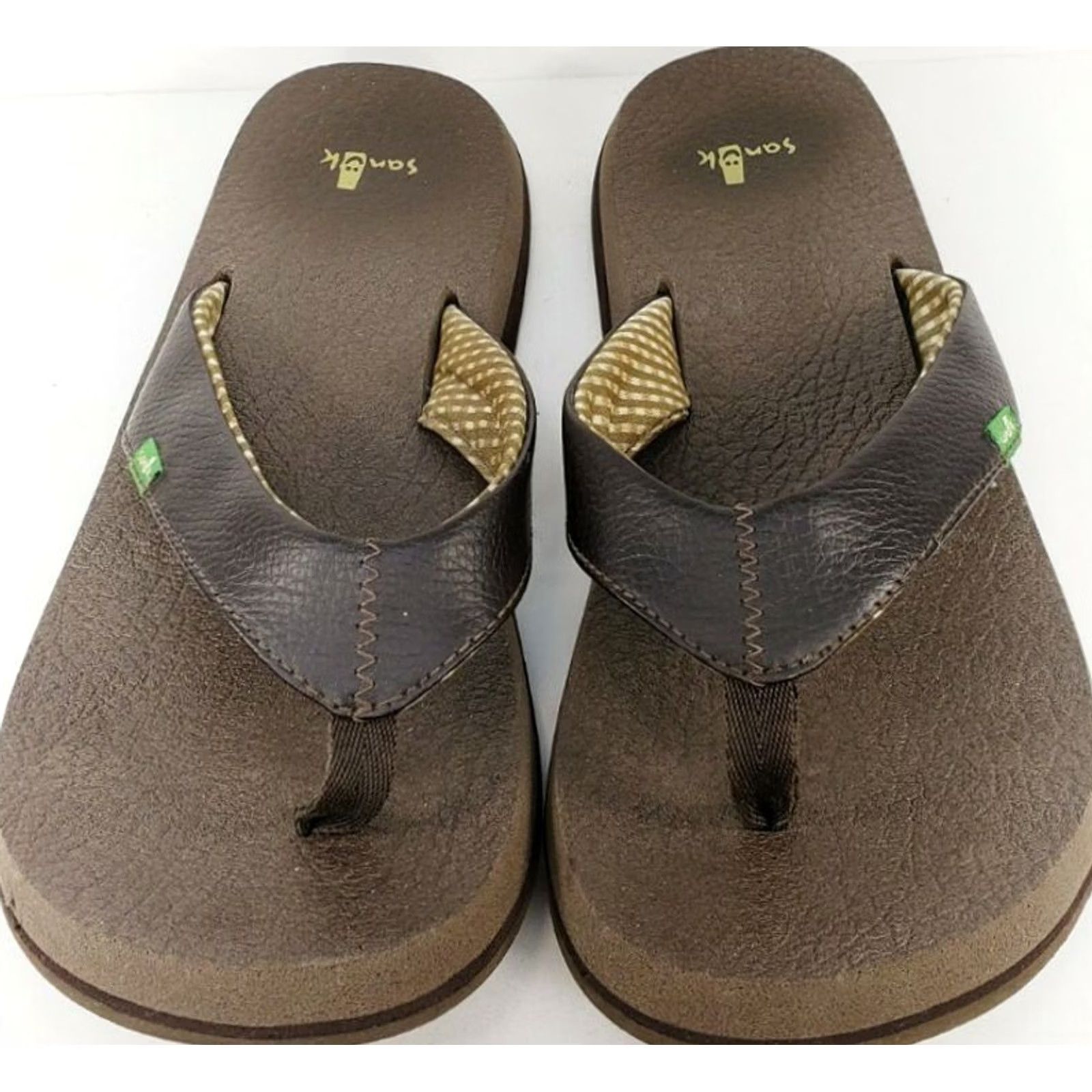 Sanuk Sanuk Women's Flip Flops Thong Sandal Size 9 Brown Leather Yoga Mat Insoles Size US 10 / IT 40 - 4 Thumbnail