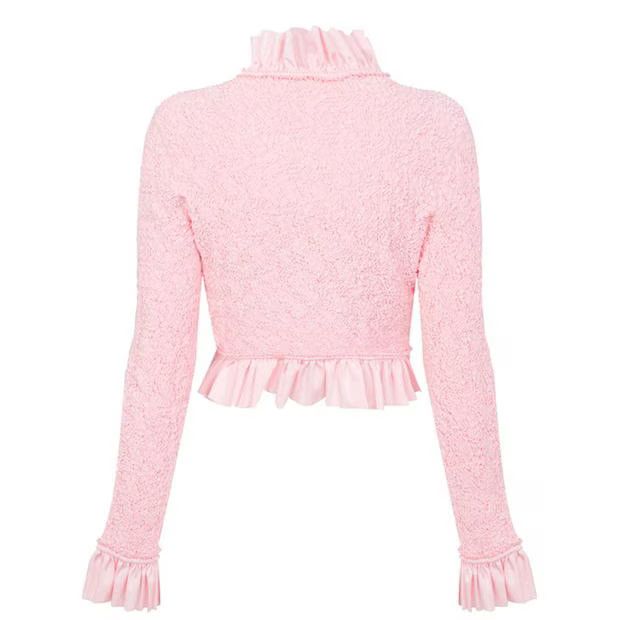 Alexander Wang o1g2r1mq0824 Smocked Ruffle Jacket in Pink Size L / US 10 / IT 46 - 2 Thumbnail