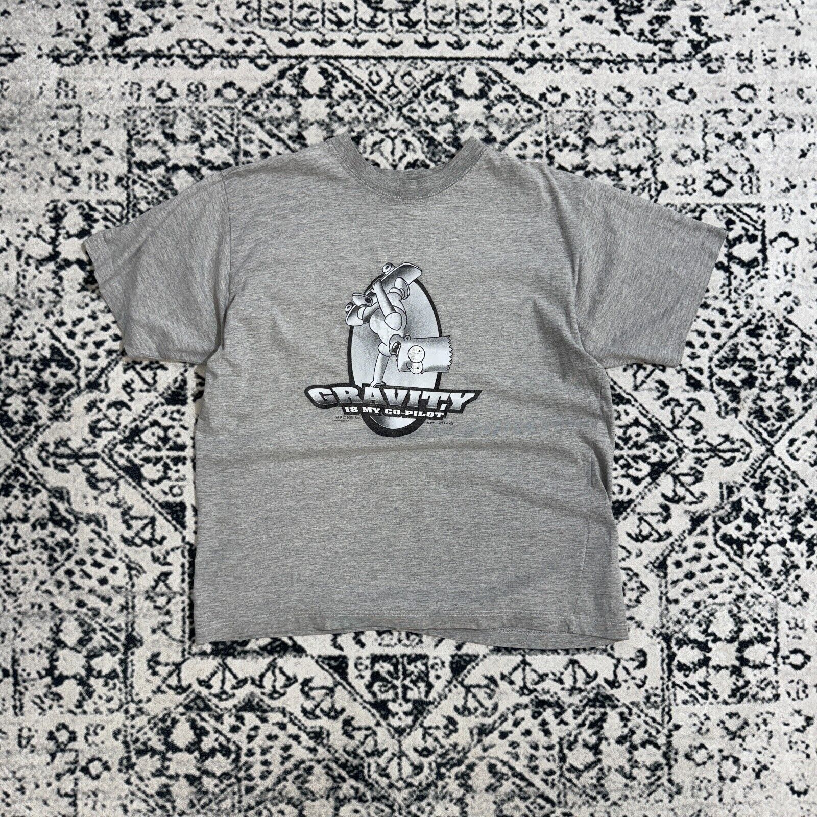 Vintage Vintage Gray Cotton T-Shirt Size M Bart Gravity Skate Y2K Size US M / EU 48-50 / 2 - 1 Thumbnail