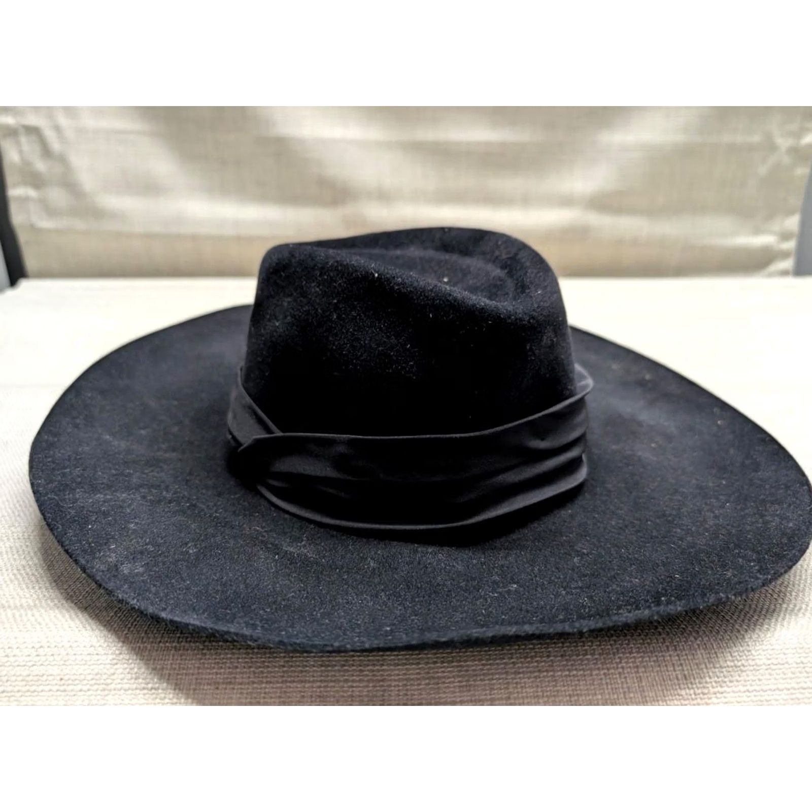 Ralph Lauren VINTAGE Ralph Lauren Hat Fedora Women L Black Felt Fur Wool Wide Brim 1980s Size ONE SIZE - 2 Thumbnail