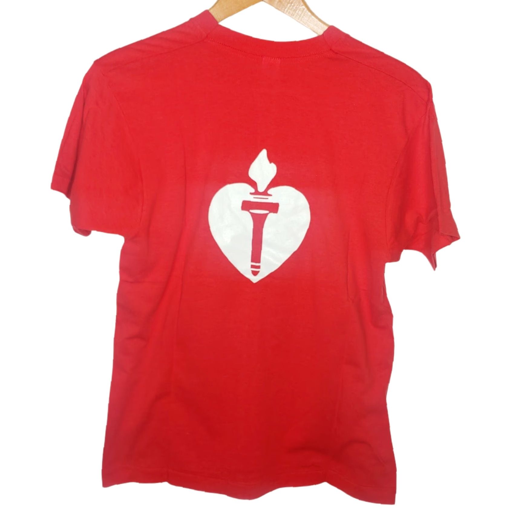Vintage VINTAGE Screen Stars American Heart Association Shirt L Men Red Short Sleeve Crew Neck Cotton Blend 1980s Run Graphic Double-Sided Size US L / EU 52-54 / 3 - 3 Thumbnail