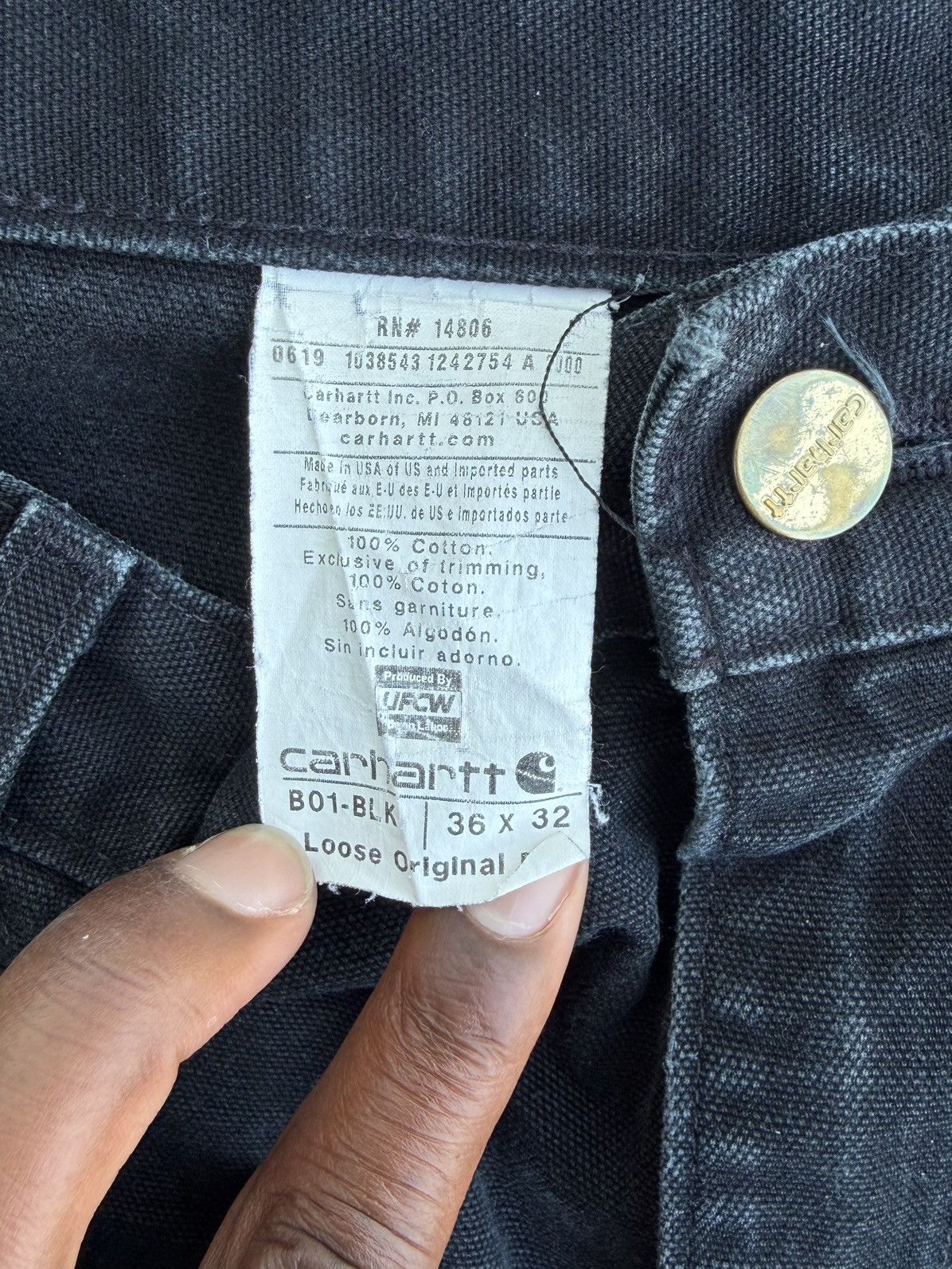 Carhartt Vintage Carhartt Pants Double Knee Distressed Faded Black Size US 35 - 11 Thumbnail