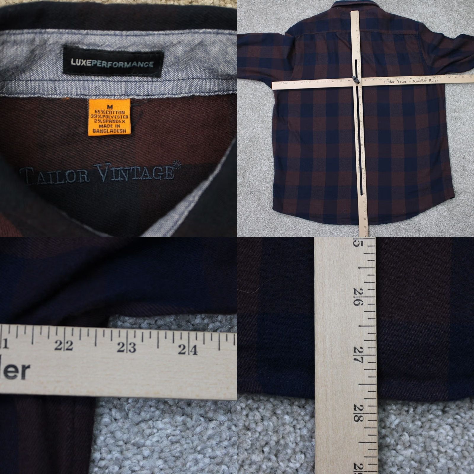 Vintage Tailor Vintage Shirt Mens Medium Red/Blue Luxe Performance Flannel Stretch L/S Size US M / EU 48-50 / 2 - 8 Thumbnail