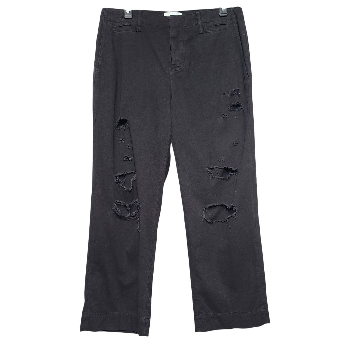 Frame FRAME Women's Le Tomboy Trousers Size 28 Black Distressed Size 28" / US 6 / IT 42 - 2 Thumbnail