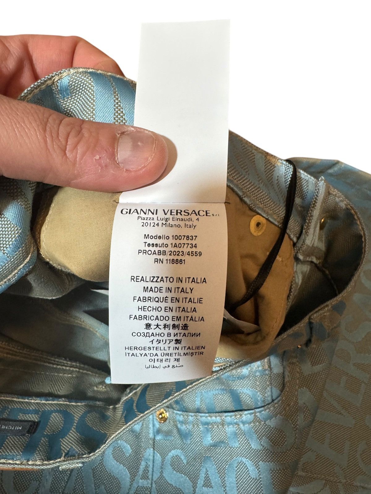 Versace Versace Jeans - Light Blue All-Over Logo Print Size US 29 - 9 Thumbnail